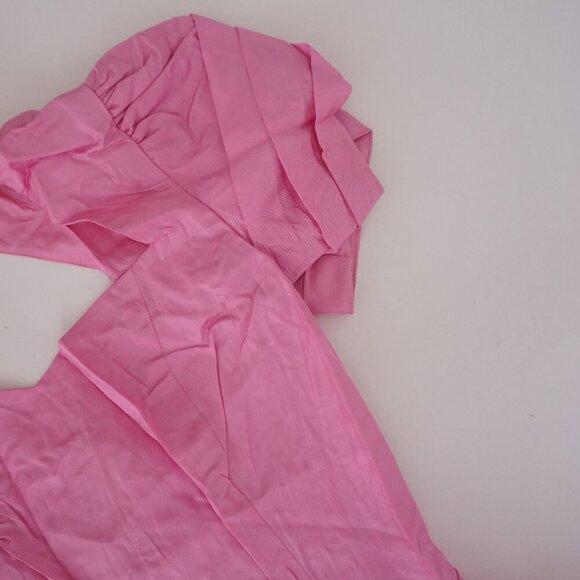 Vintage Bridal Originals Pink Bridesmaid 80's Prom Midi Short Sleeve Dress 10 - Picture 9 of 14
